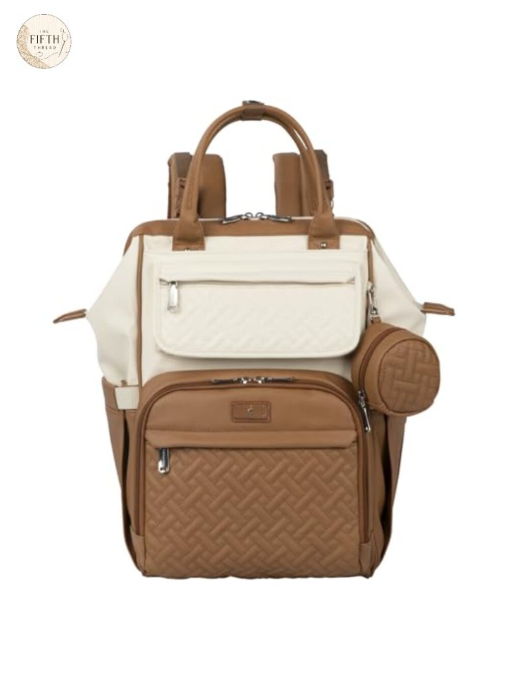 Leather Diaper Bag Backpack with Changing Pad & Stroller Straps, Multifunction